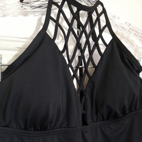 Apt 9 halter swing style tankini top with lattice chest cut out women's size med - Picture 5 of 8